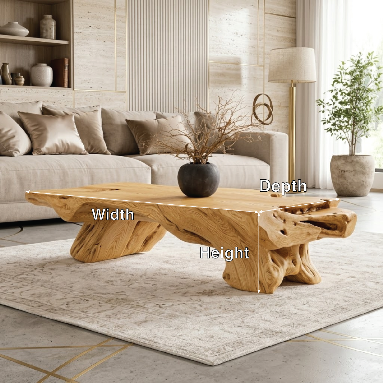 Rustic Wooden Coffee Table with Unique Organic Design