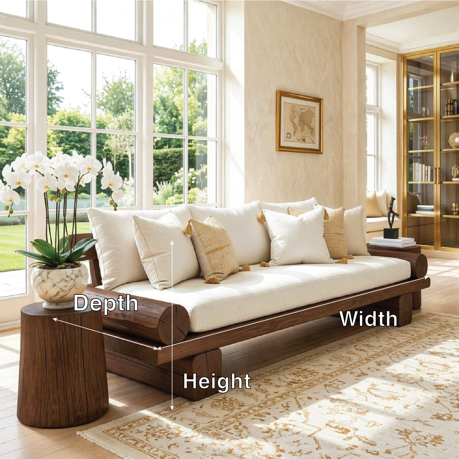 Contemporary Wooden Daybed Sofa, Minimalist Living Room Bench With Cushioned Seat