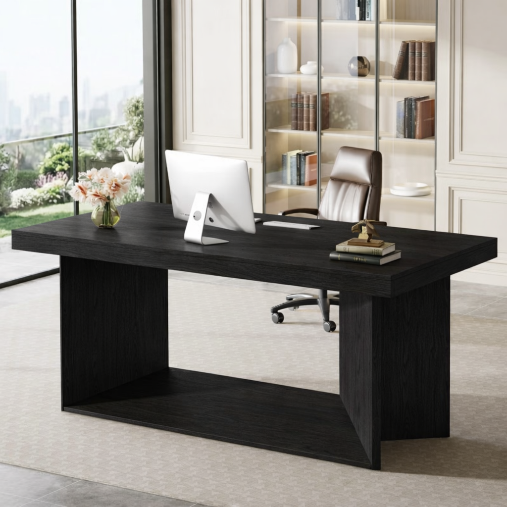 Modern Executive Work Desk, Minimalist Office Table, Large Home Office Writing Desk for Study