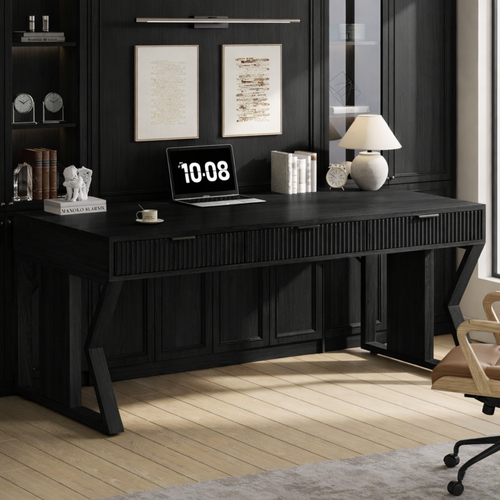 Modern Executive Writing Desk, Large Office Table, Home Study Work Desk with Clean Lines