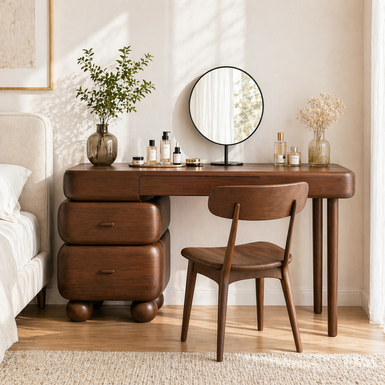 Modern Makeup Vanity Desk With Drawers Dressing Table Bedroom Beauty Station Set