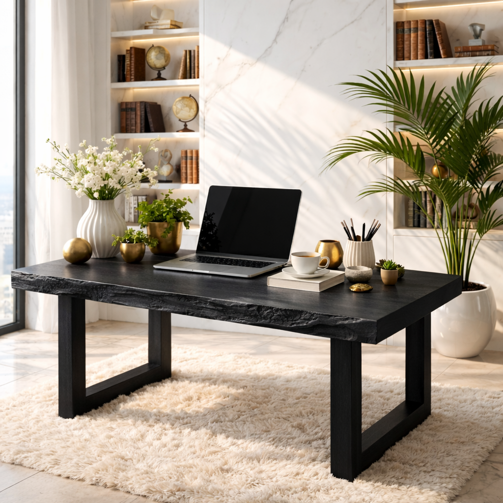 Live Edge Office Desk Natural Edge Writing Table Rustic Workspace Home Office Furniture