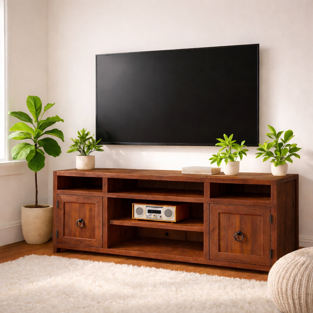 Mid Century Solid Wood TV Stand Modern Media Console Entertainment Center Cabinet