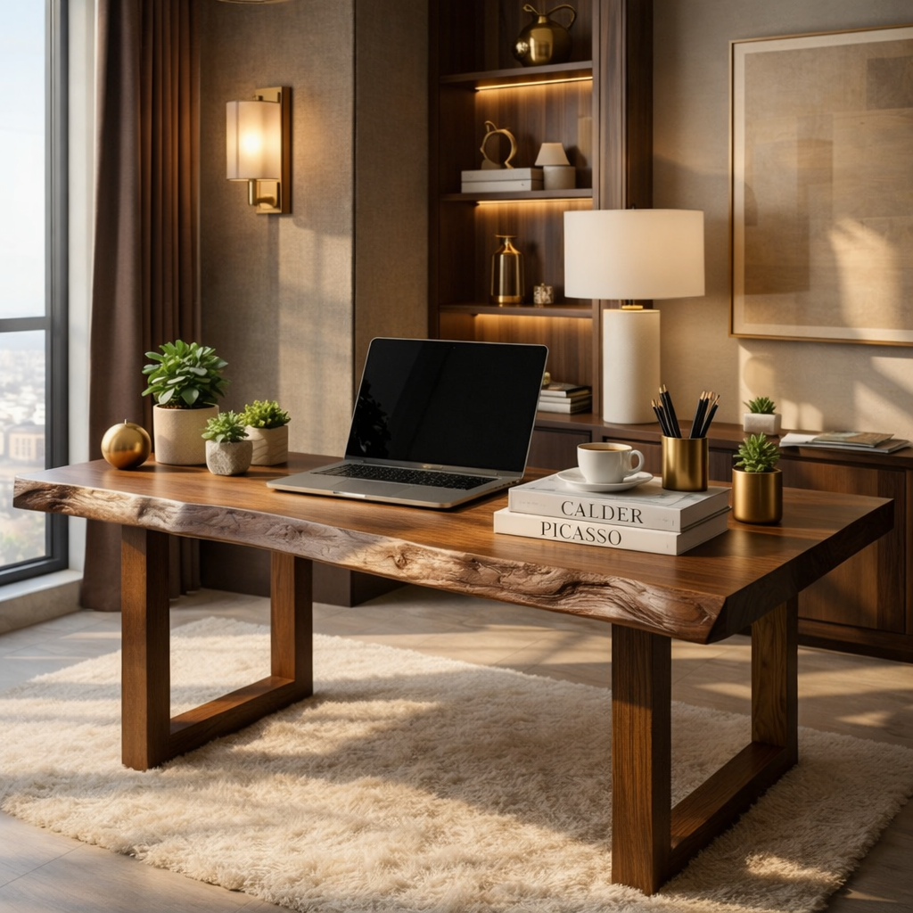 Live Edge Office Desk Natural Edge Writing Table Rustic Workspace Home Office Furniture