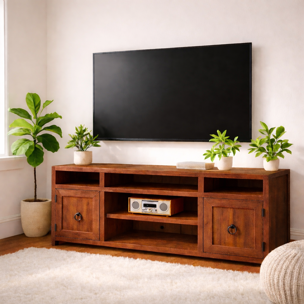 Mid Century Solid Wood TV Stand Modern Media Console Entertainment Center Cabinet