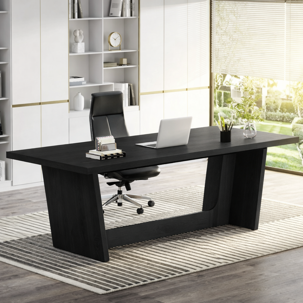 Modern Executive Desk with V Shaped Base Large Home Office Work Table