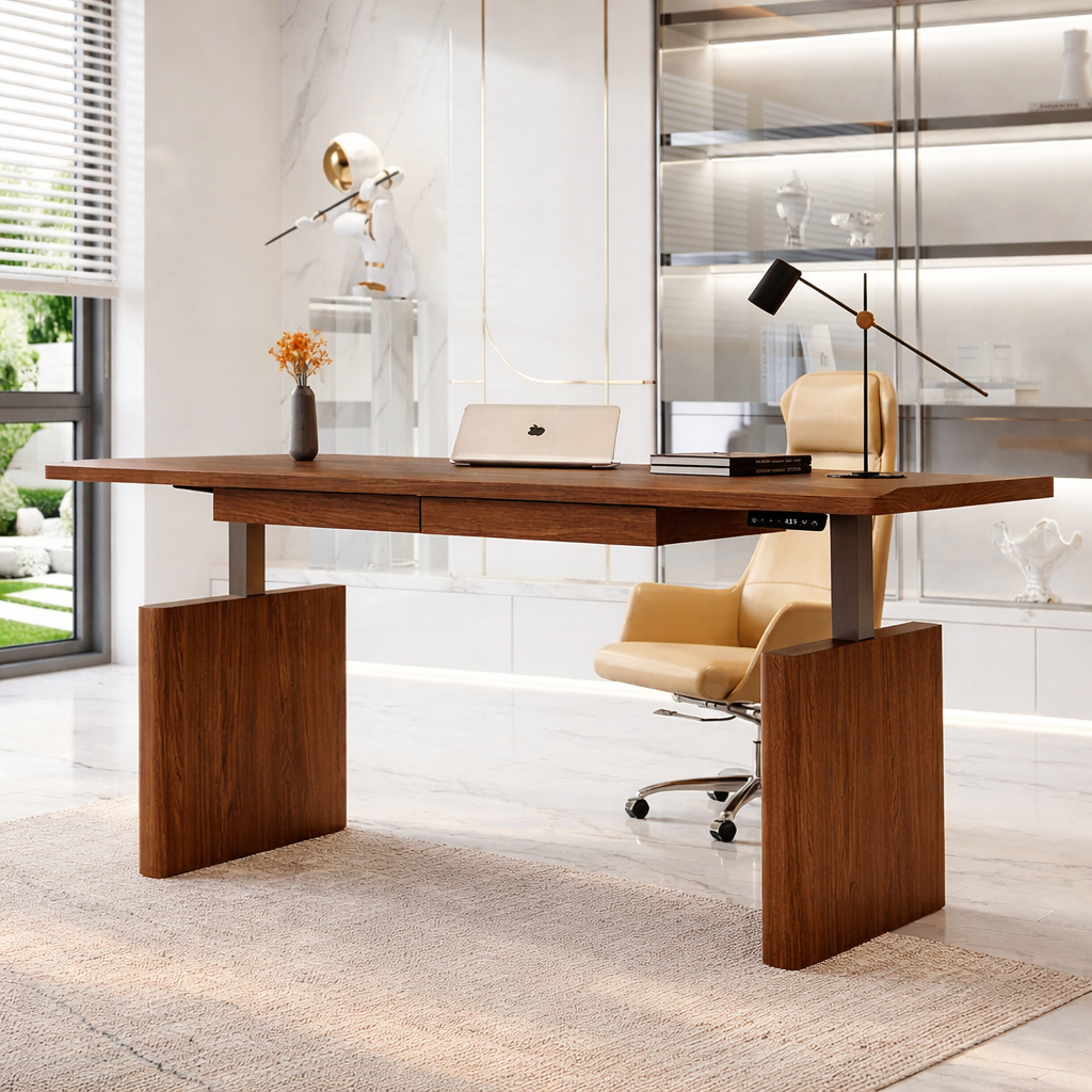 Modern Ergonomic Work Desk with Adjustable Features for Home Office