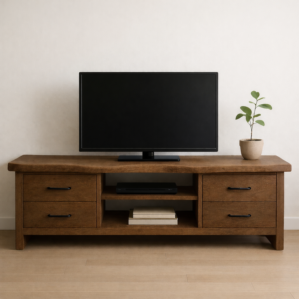 Solid Wood TV Stand with Drawers and Open Shelf Modern Rustic Entertainment Center
