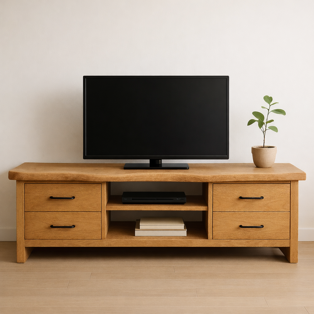 Solid Wood TV Stand with Drawers and Open Shelf Modern Rustic Entertainment Center