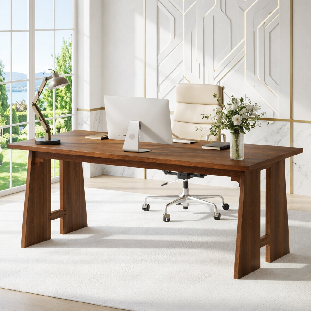 Modern Writing Desk with Sleek Design and Sturdy Legs Large Office Desk