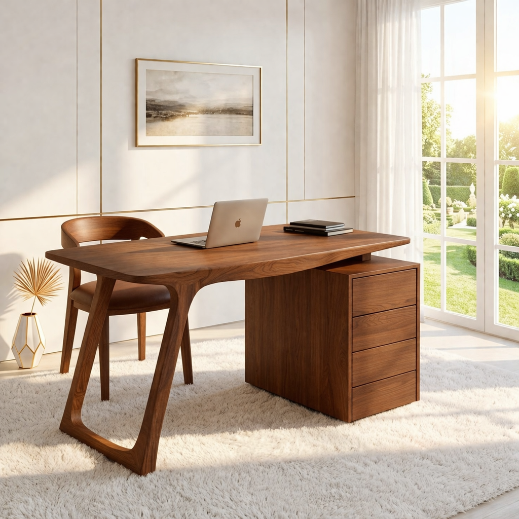 Modern Writing Desk with Drawers Minimal Home Office Work Table Elegant Design