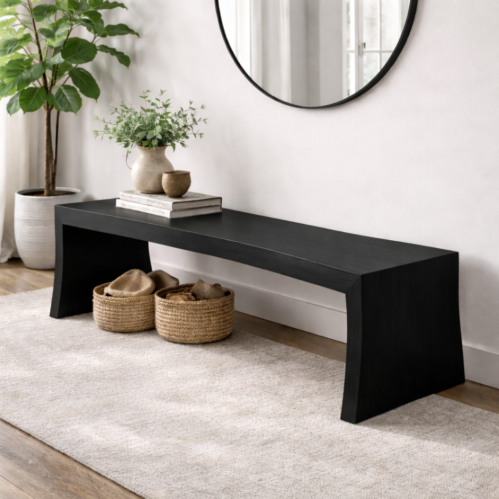 Live Edge Solid Wood Entryway Bench | Modern Organic Design with Natural Finish