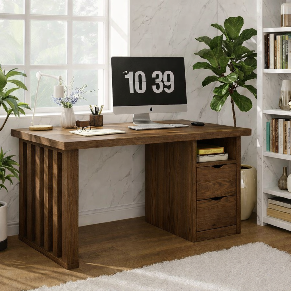 Modern Home Office Desk with Drawers Storage Writing Table Computer Workstation