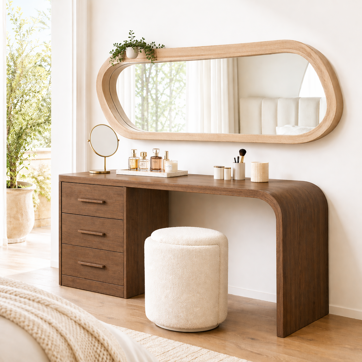Modern Makeup Vanity Desk With Mirror Drawers Dressing Table Bedroom Furniture Set