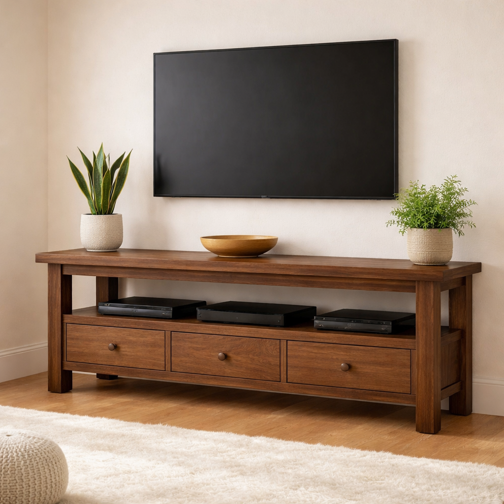Mid Century Solid Wood TV Stand Modern Media Console Long Entertainment Center Cabinet