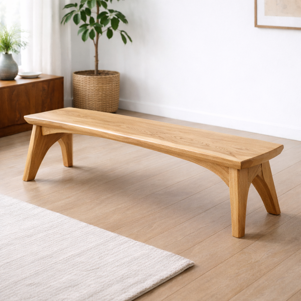 Solid Wood Dining Bench – Modern Rustic Wooden Seating Bench for Entryway or Dining Room