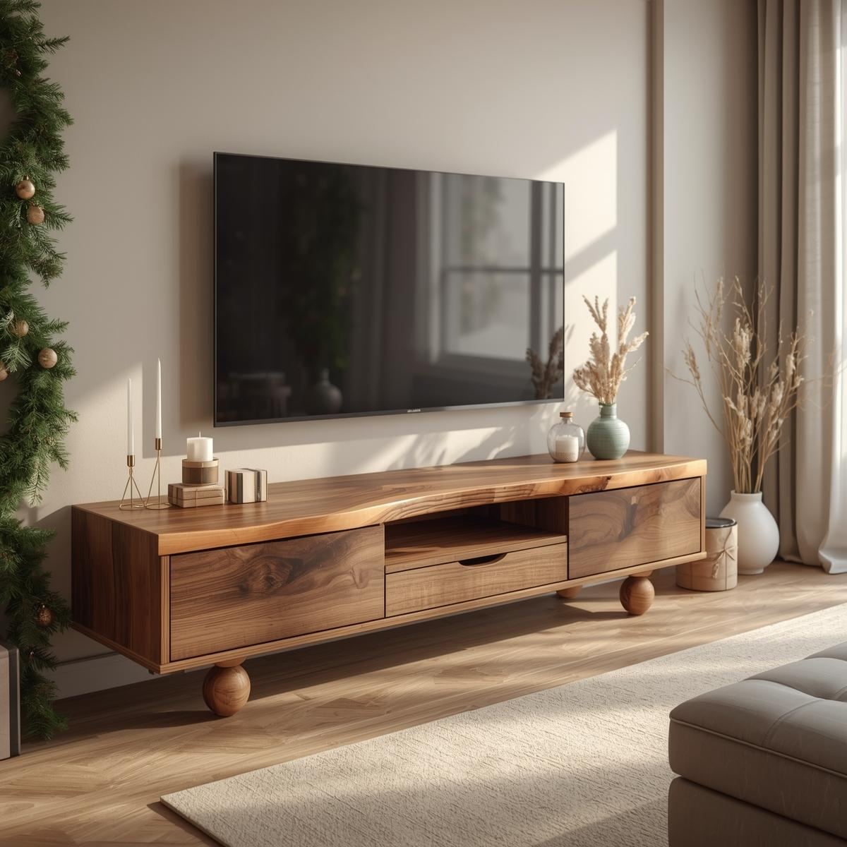 Mid Century Solid Wood TV Stand Modern Media Console Long Entertainment Center Cabinet