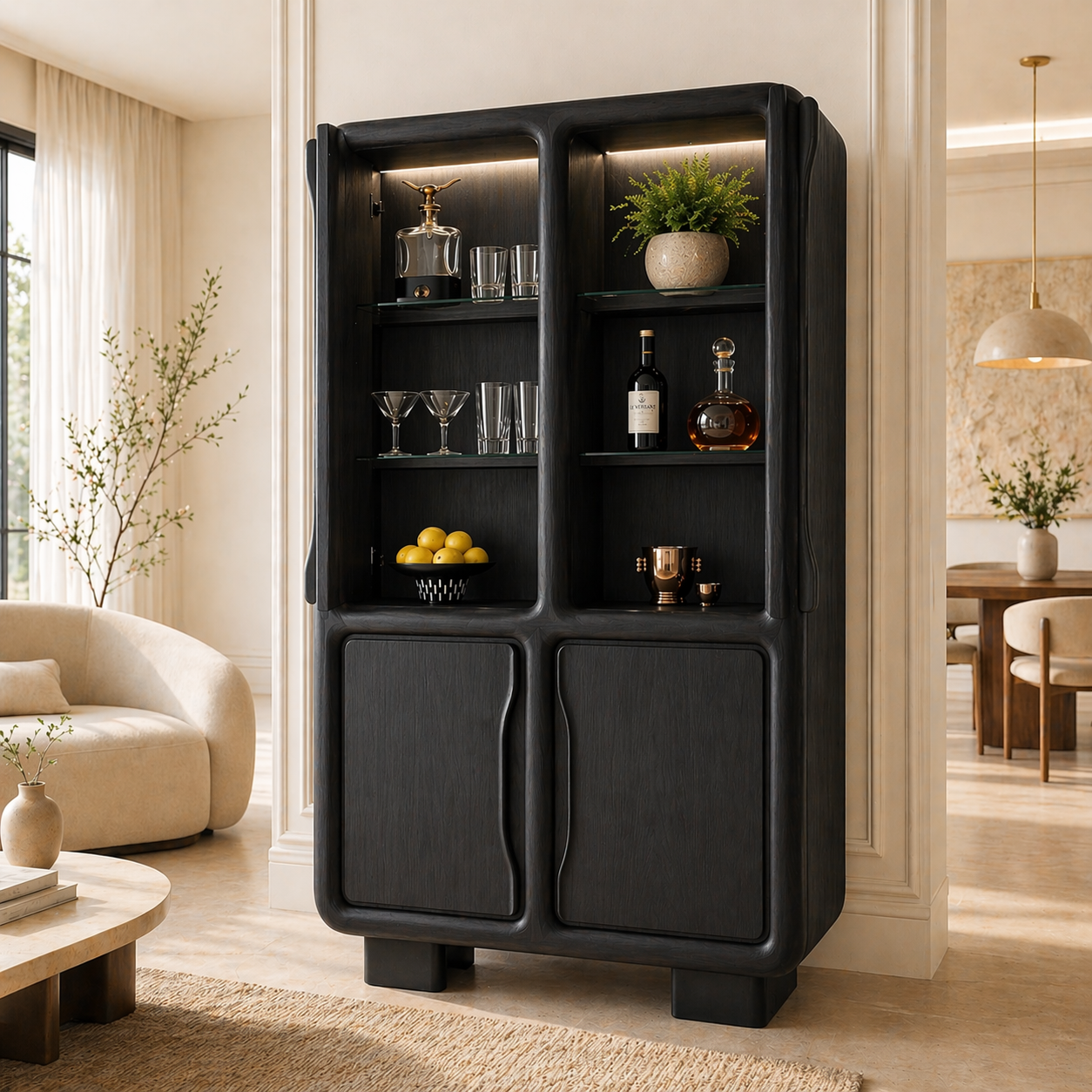 Modern Bar Cabinet Liquor Storage Display Cabinet Home Entertaining Furniture