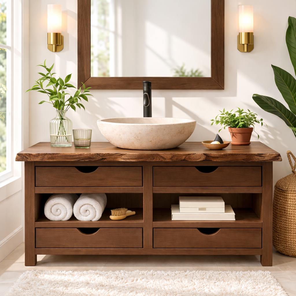 Modern Wooden Bathroom Vanity with Storage – Stylish & Durable