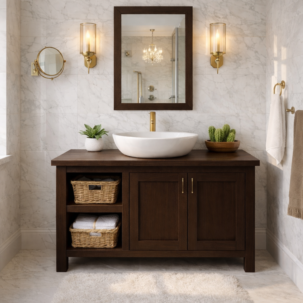 Farmhouse Wood Bathroom Vanity Cabinet With Storage Shelf Bathroom Vanity Base