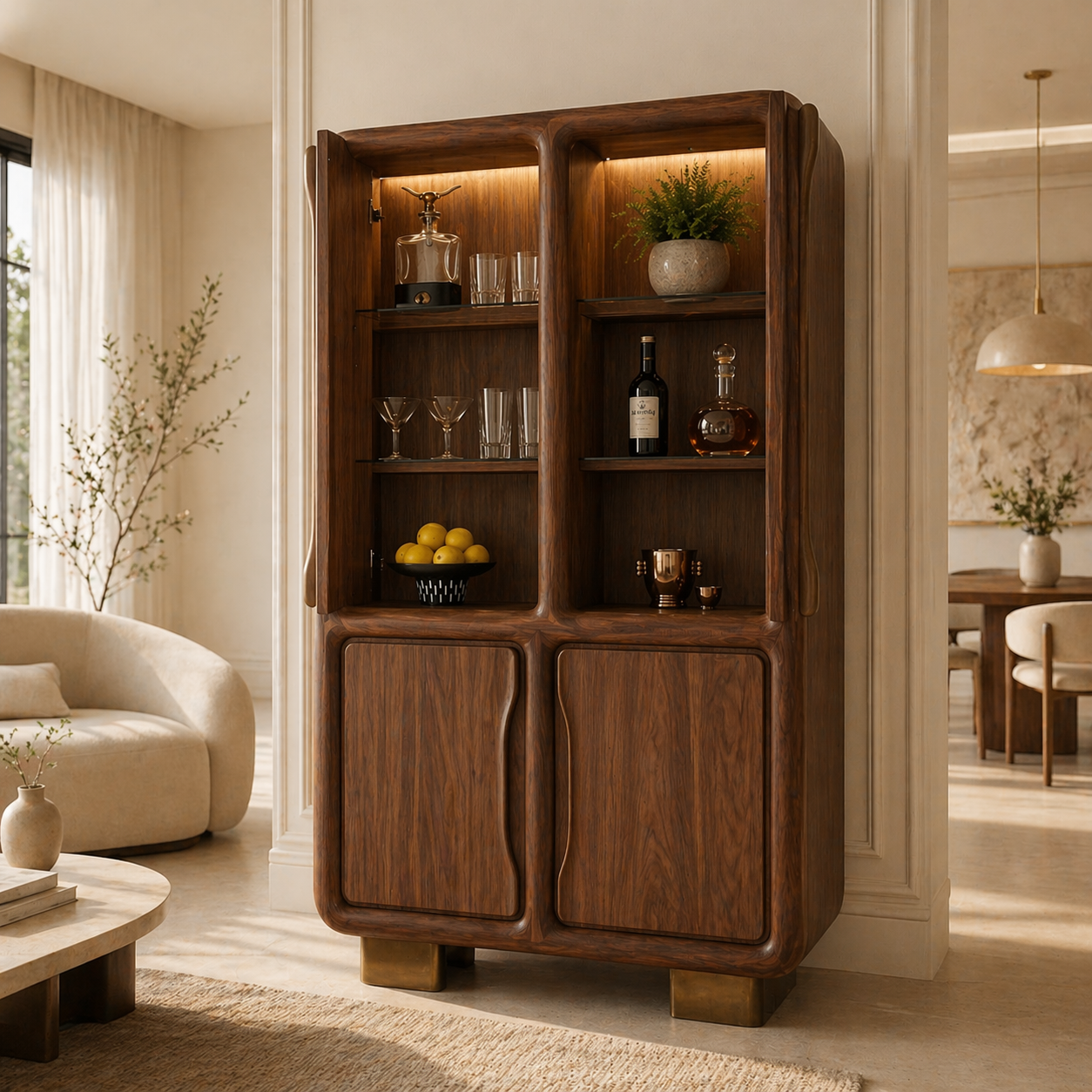 Modern Bar Cabinet Liquor Storage Display Cabinet Home Entertaining Furniture