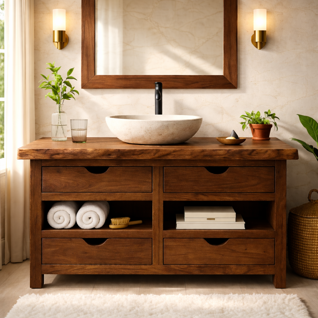 Modern Wooden Bathroom Vanity with Storage – Stylish & Durable