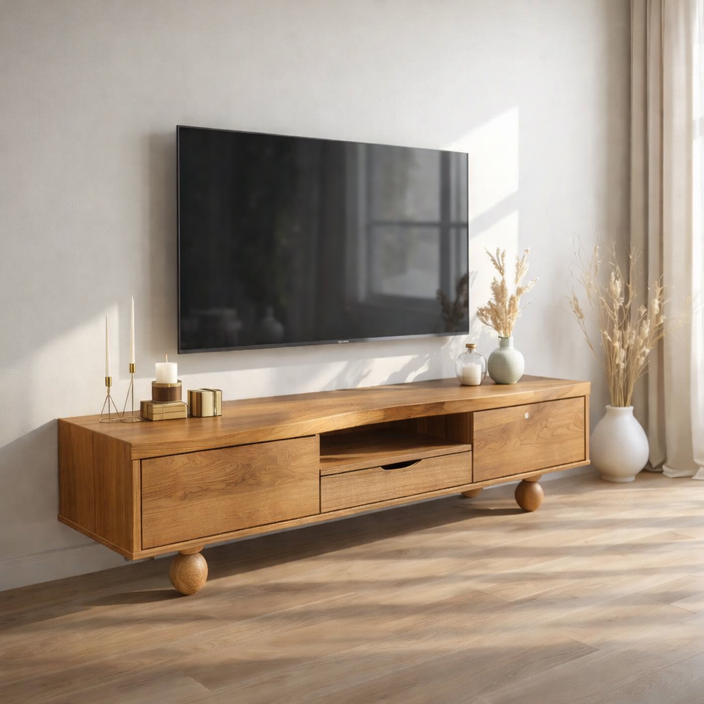 Mid Century Solid Wood TV Stand Modern Media Console Long Entertainment Center Cabinet
