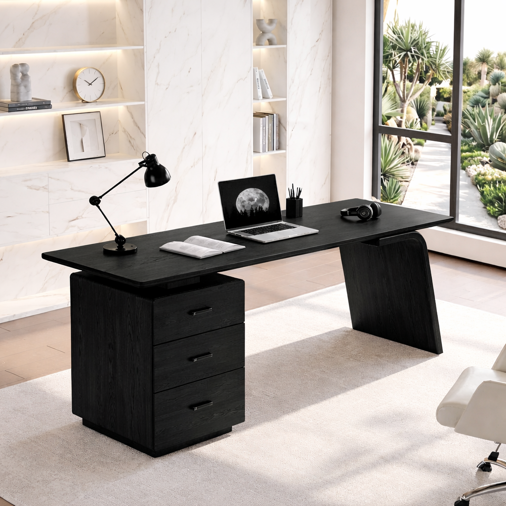 Modern Desk with Storage Drawers and Sleek Design Home Office Desk