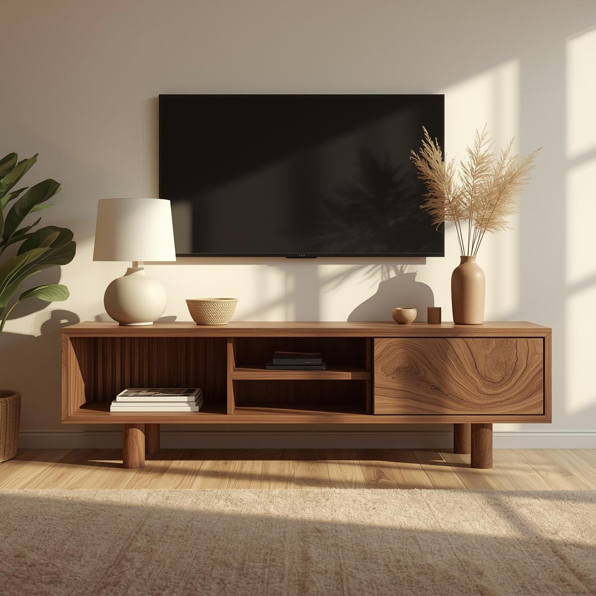 Mid Century Solid Wood TV Stand Modern Media Console Entertainment Center Cabinet Storage