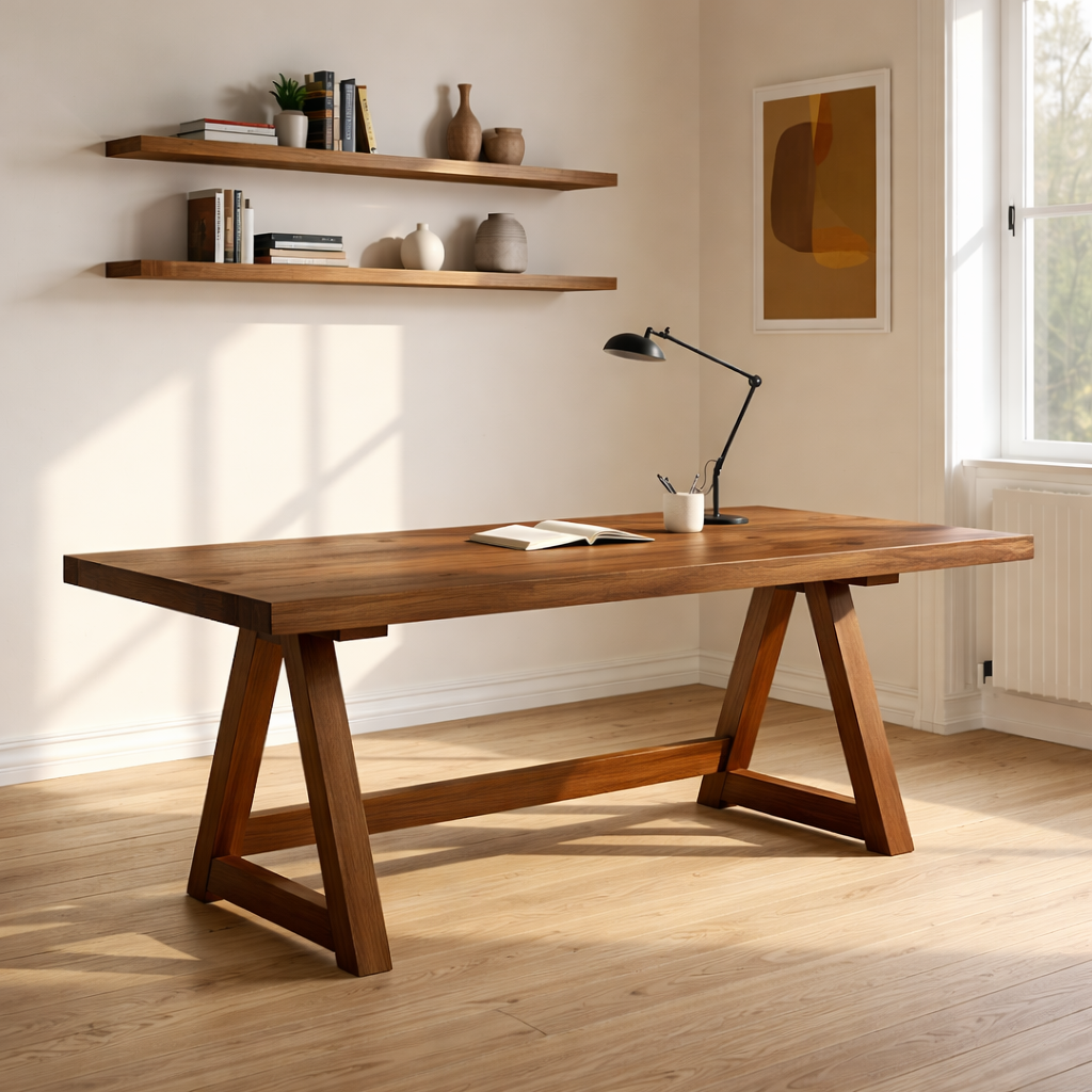 Handcrafted Solid Wood Work Desk Minimalist Scandinavian Writing Table Home Office