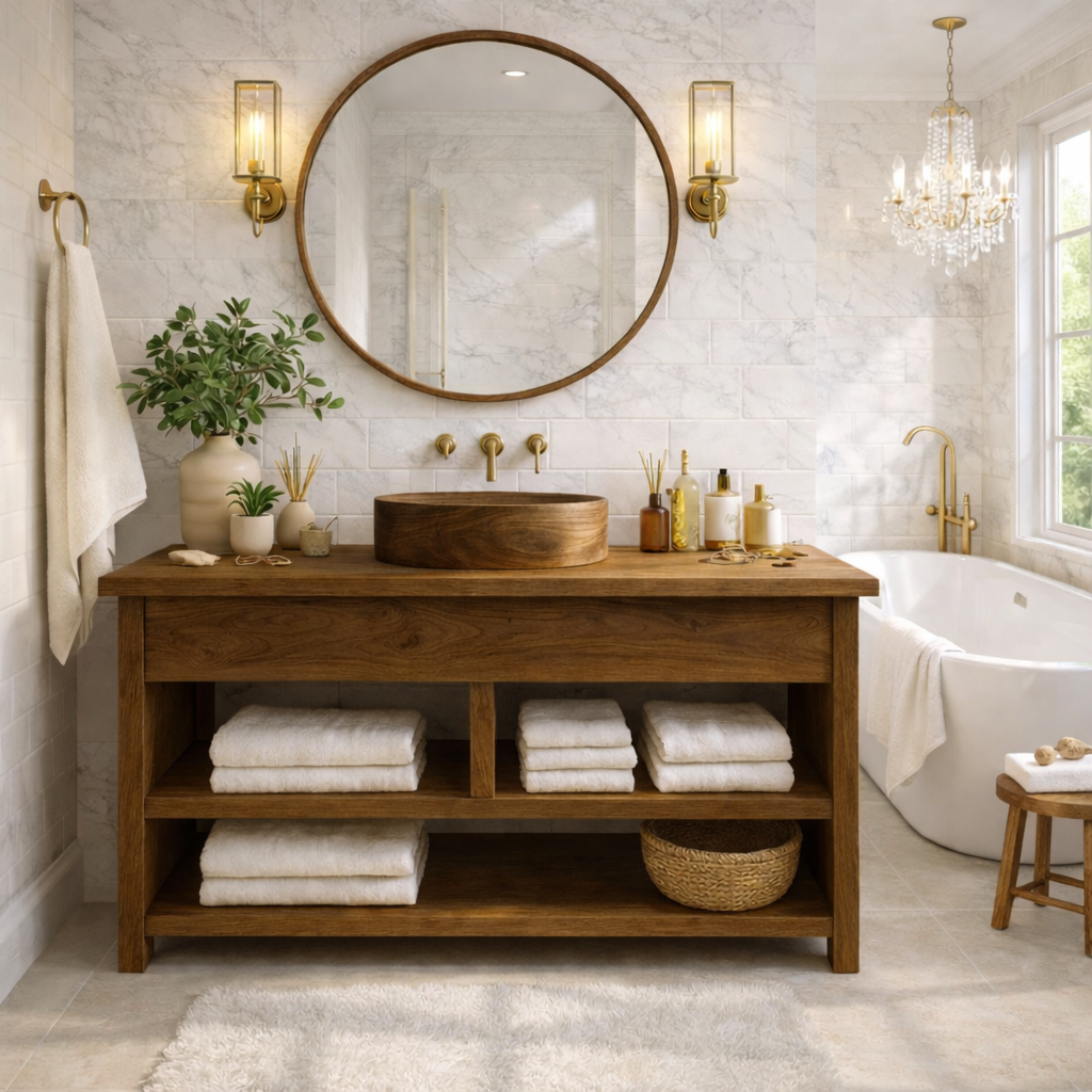 Farmhouse Wood Bathroom Vanity Cabinet With Drawers And Storage Bathroom Vanity Base