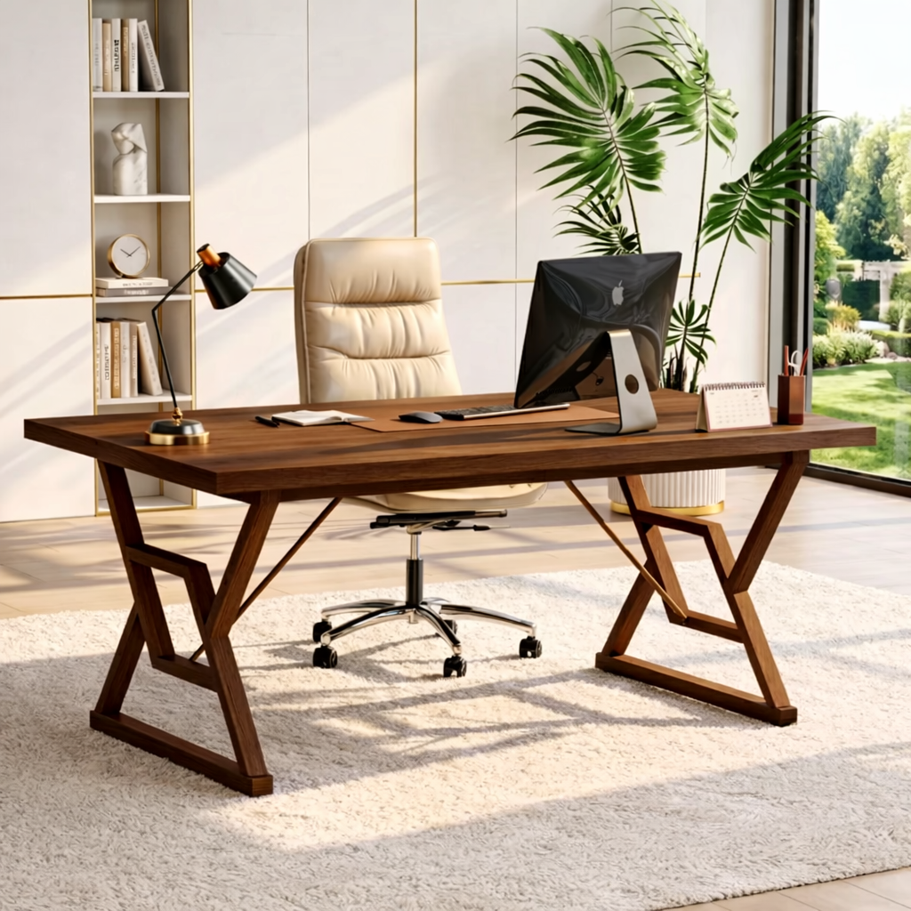 Modern Work Desk with Unique X-Shaped Legs for Home Office