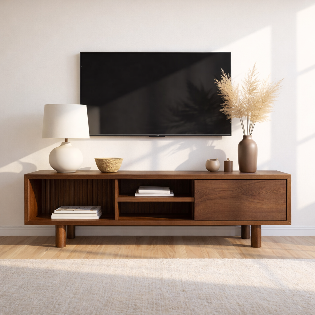 Mid Century Solid Wood TV Stand Modern Media Console Entertainment Center Cabinet Storage