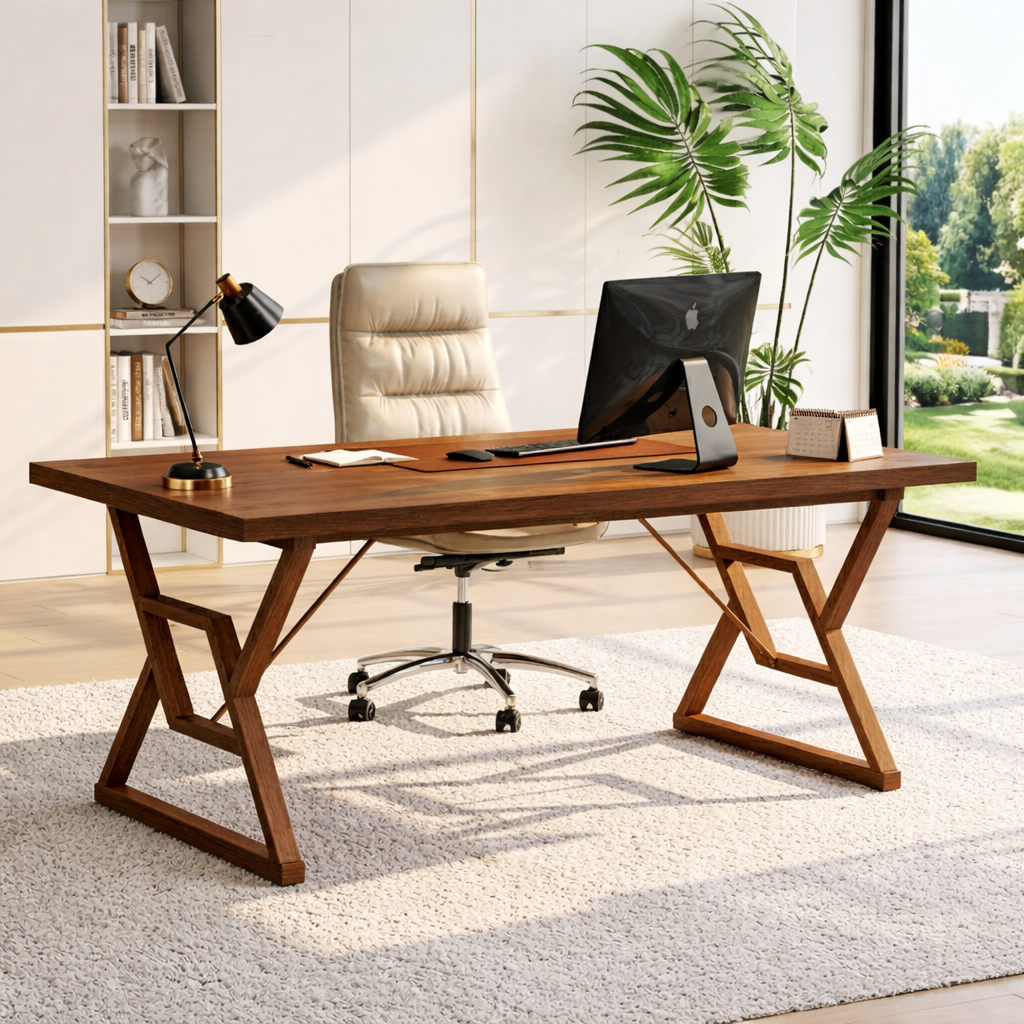 Modern Work Desk with Unique X-Shaped Legs for Home Office