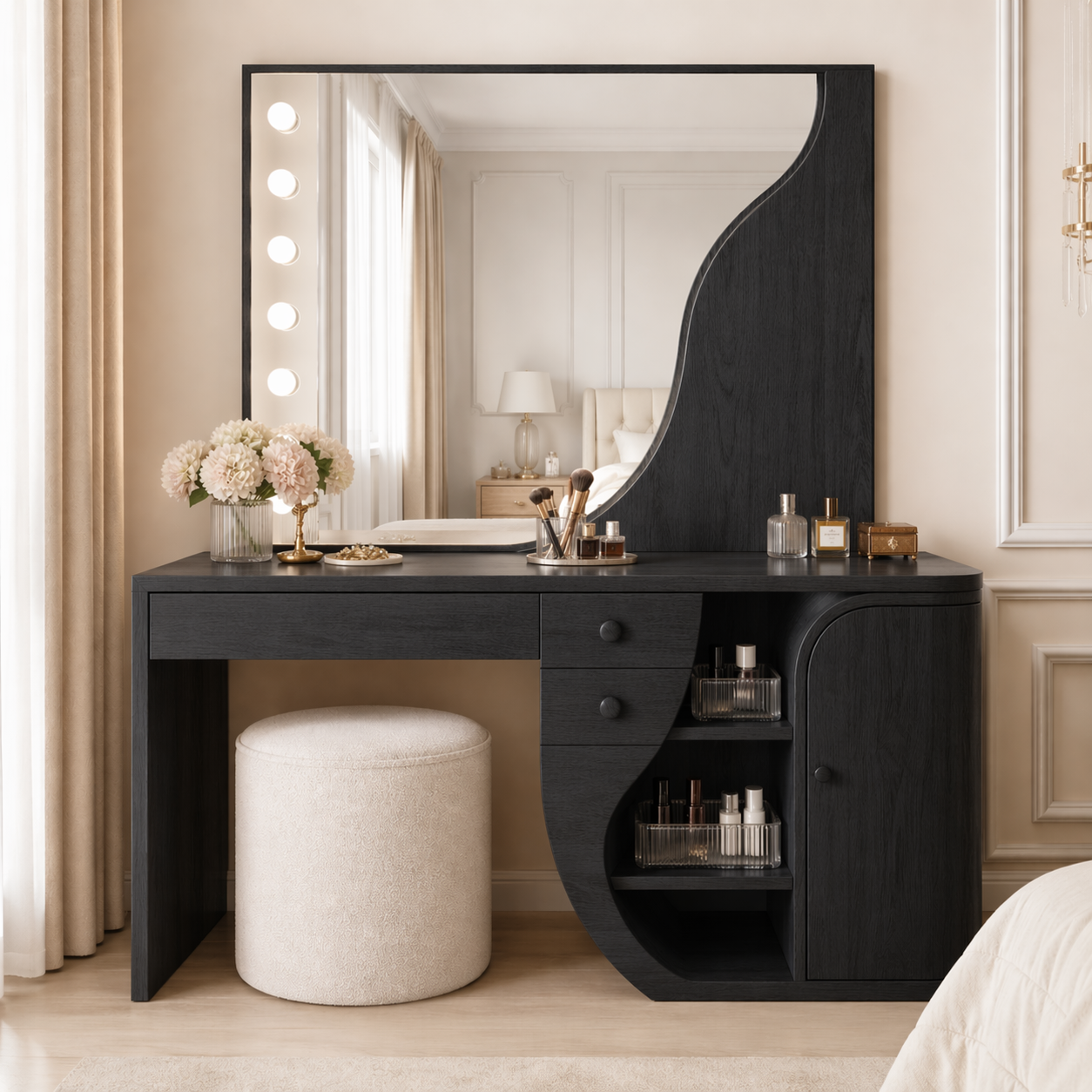 Modern Makeup Vanity Desk With Mirror Storage Dressing Table Bedroom Furnishings