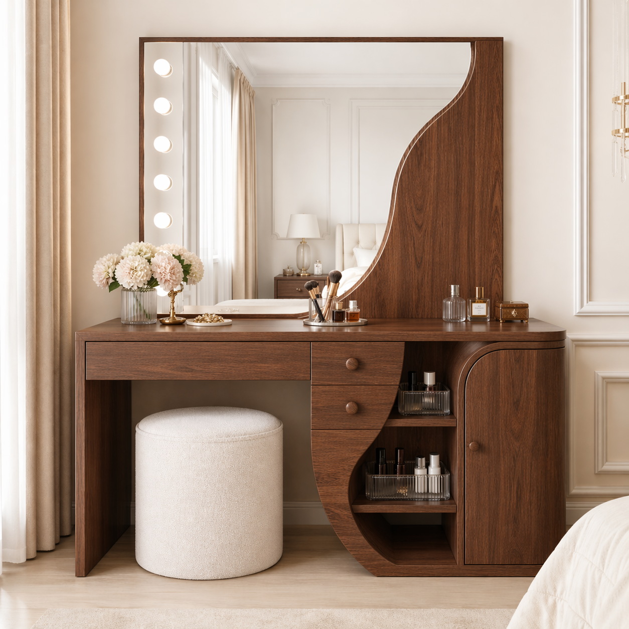 Modern Makeup Vanity Desk With Mirror Storage Dressing Table Bedroom Furnishings