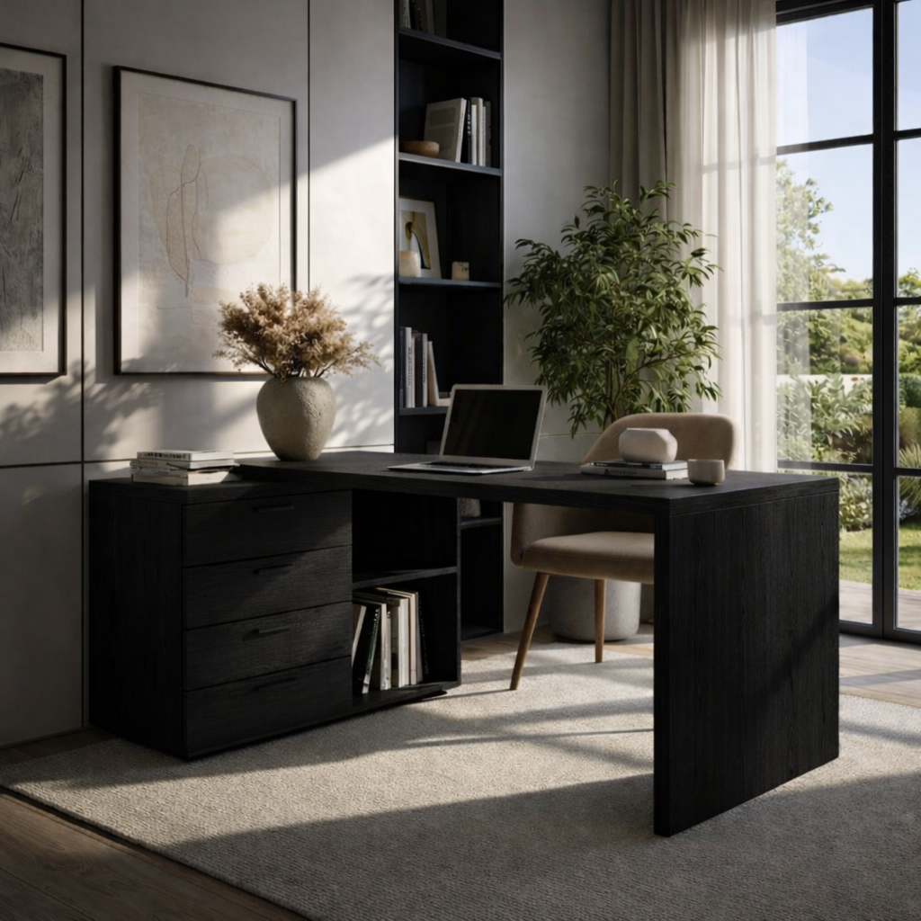 Modern L Shaped Desk with Drawers Storage Home Office Corner Writing Table Large Workspace