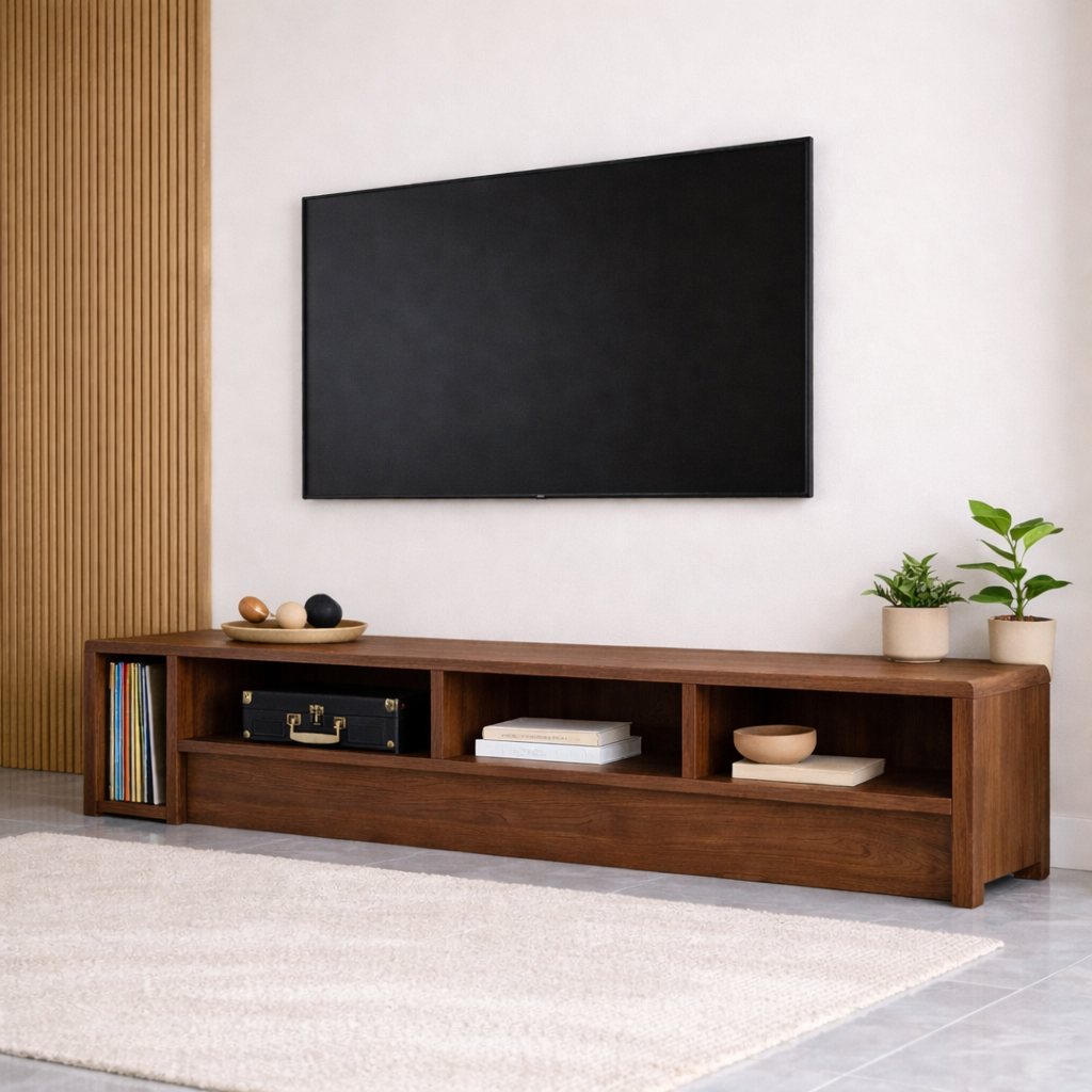 Mid Century Solid Wood TV Stand Long Low Profile Media Console Entertainment Unit