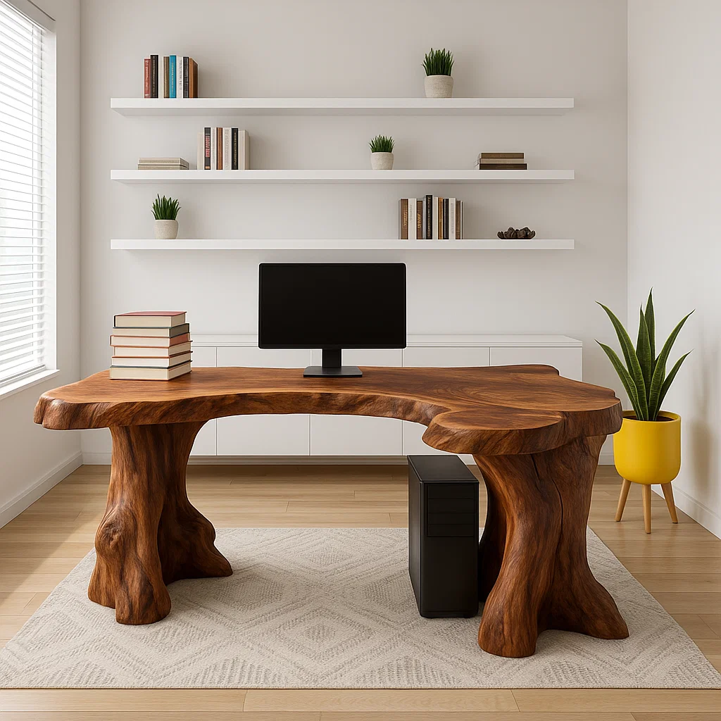 Live Edge Office Desk Unique Organic Shape Writing Computer Desk Statement Furniture