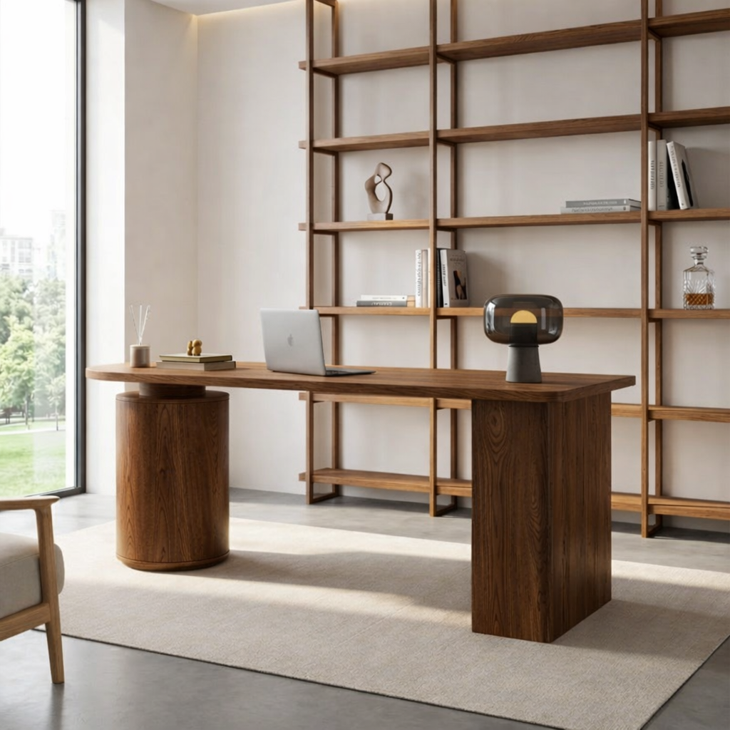 Modern Work Desk with Elegant Design and Spacious Storage Compartments