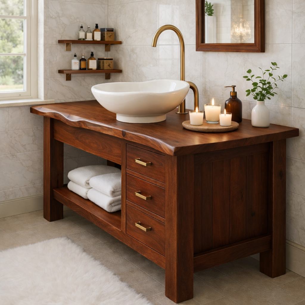 Rustic Wood Bathroom Vanity Cabinet With Drawers Open Shelf Bathroom Vanity Base