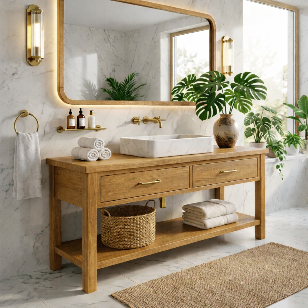 Luxury Wooden Bathroom Vanity - Modern Design with Sink