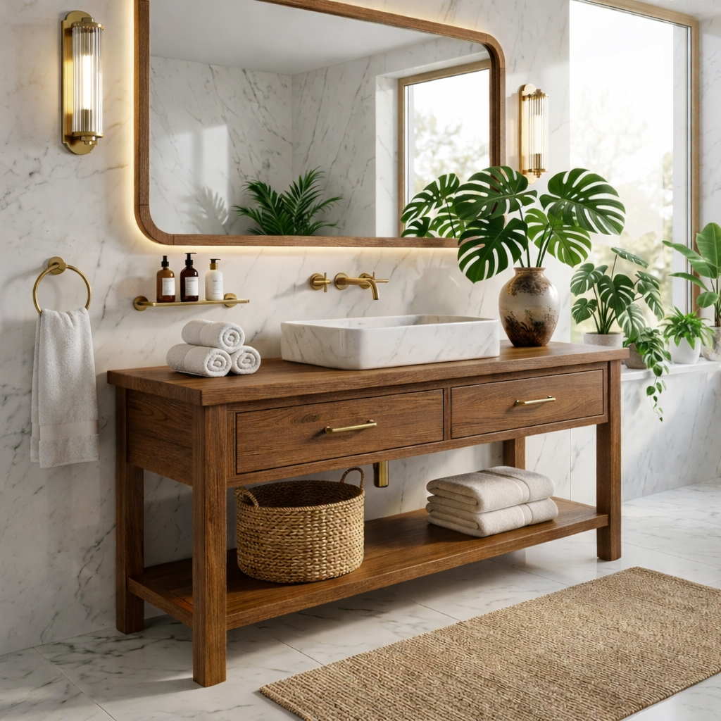 Luxury Wooden Bathroom Vanity - Modern Design with Sink