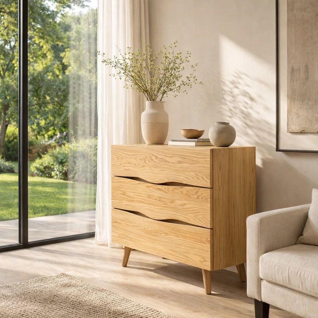 Live Edge Solid Wood Console Sideboard – Rustic Modern Walnut Storage Cabinet