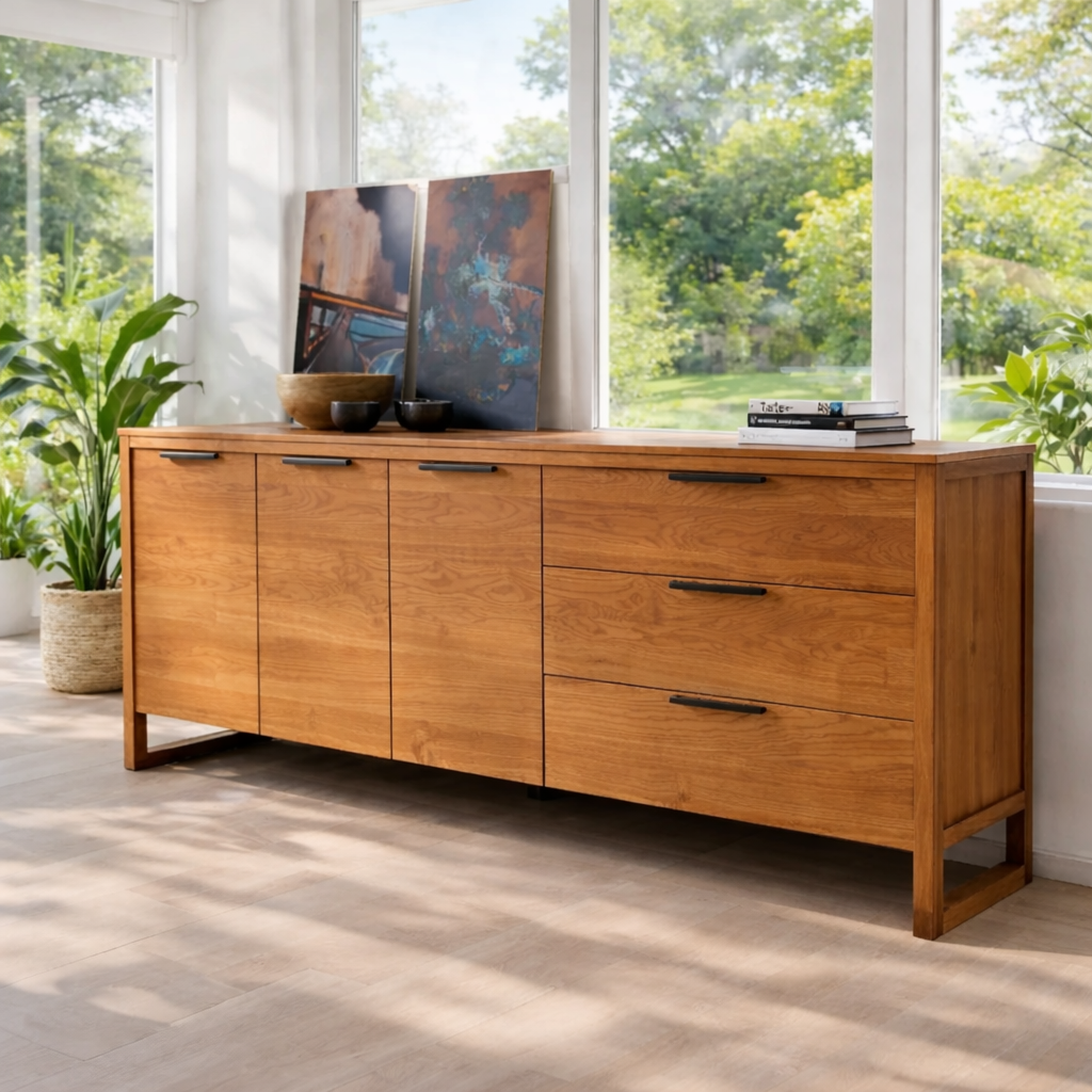 Large Sideboard Cabinet with Drawers and Door Storage
