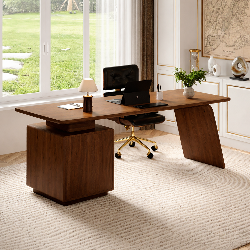 Stylish Modern Desk with Unique Support Base for Home Office