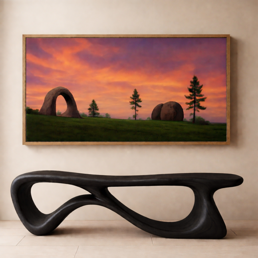Sculptural Solid Wood Bench – Contemporary Organic Design Wooden Bench