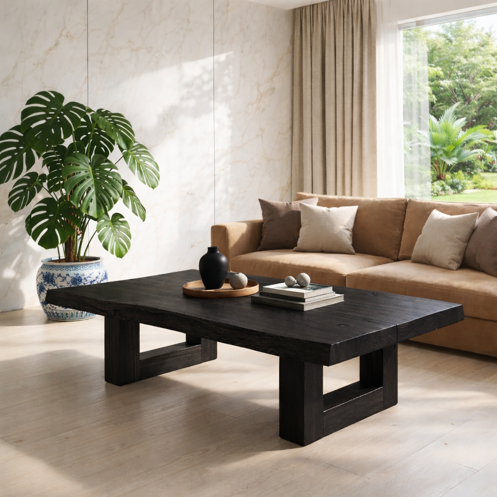 Natural Wood Coffee Table with Modern Design and Minimalist Aesthetic