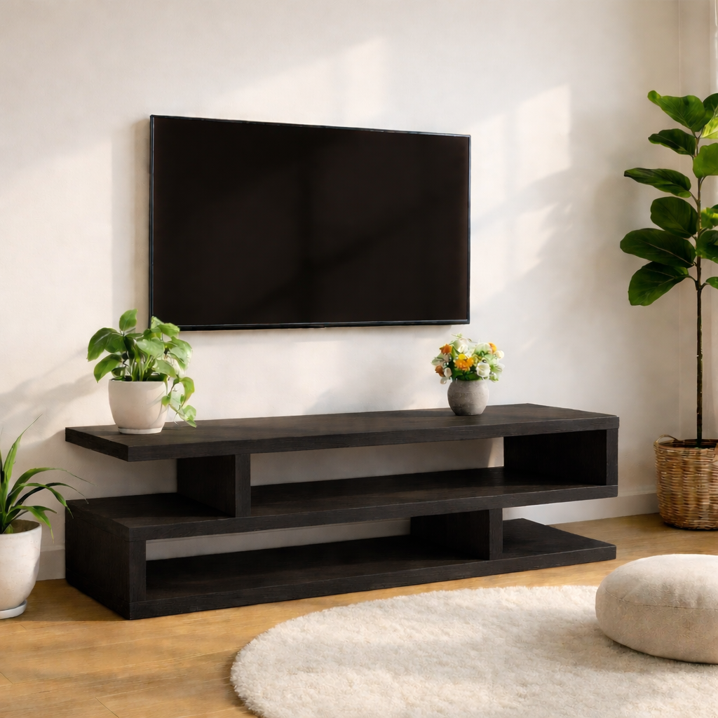 Minimalist Wood TV Stand Long Modern Media Console Low Profile Entertainment Center