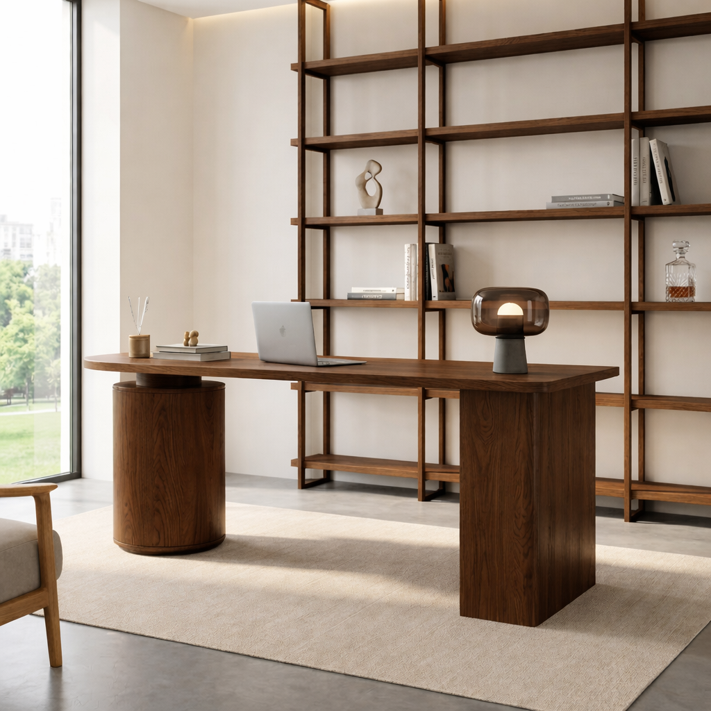 Modern Work Desk with Elegant Design and Spacious Storage Compartments
